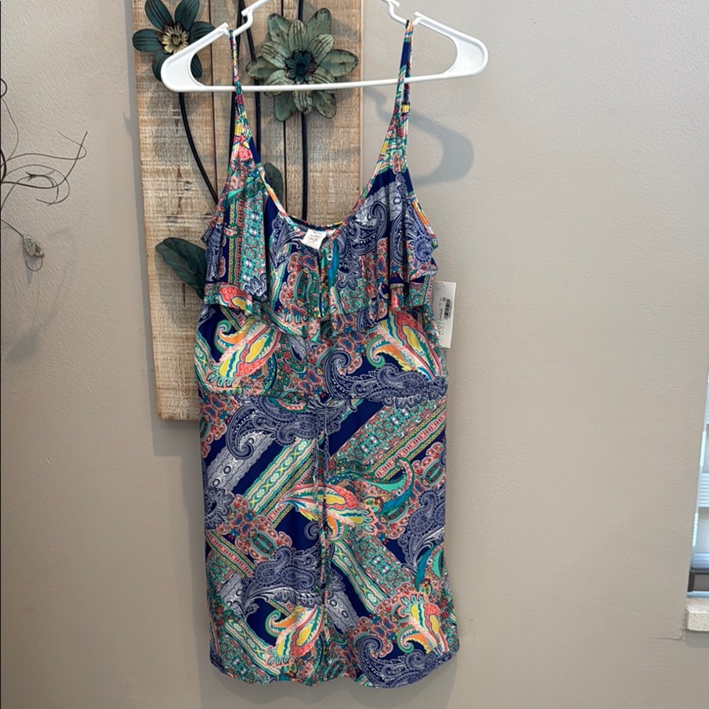 Kenneth Cole Reaction Swimsuit Cover up dress, Colorful Paisley size L pre owned